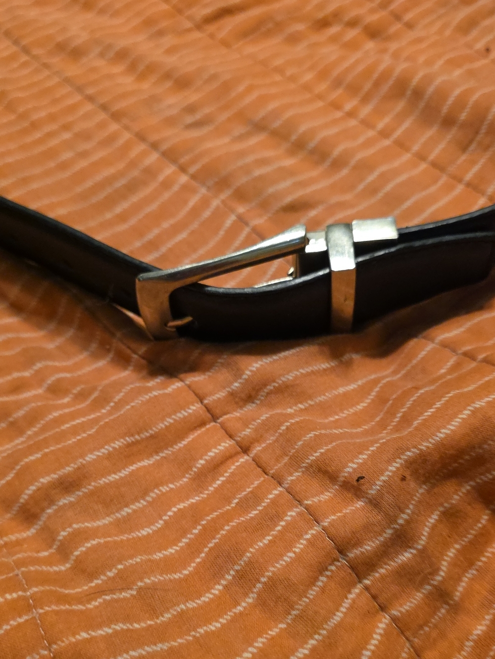 Women's Black Leather Belt with Silver Buckle